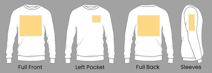 Sweatshirt Artwork Printing Positions